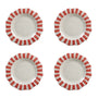 Red Stripe Ceramic Dinner Plates - Set of 4