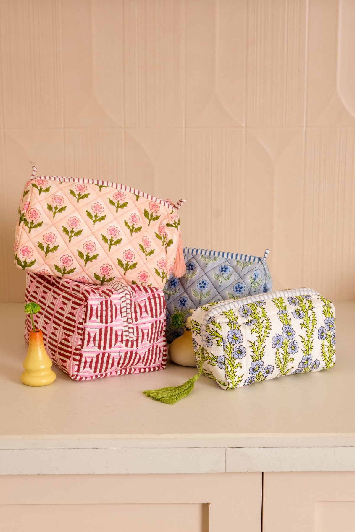 Mona Blockprint Makeup Bag in Blue