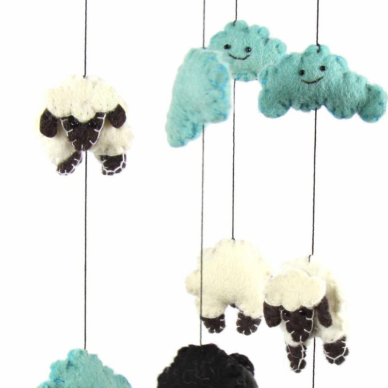 Blue Counting Sheep Felt Mobile
