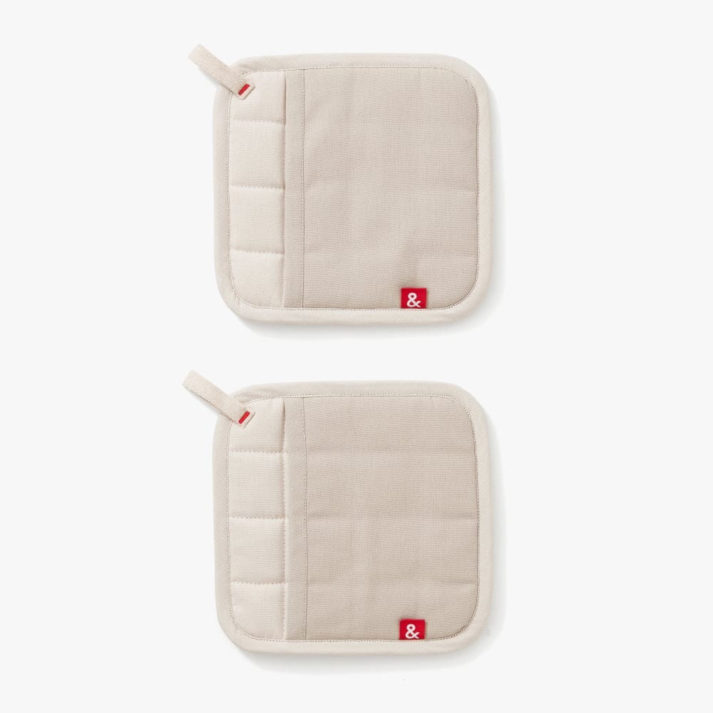 Oat White Cotton Pot Holders - Set of 2