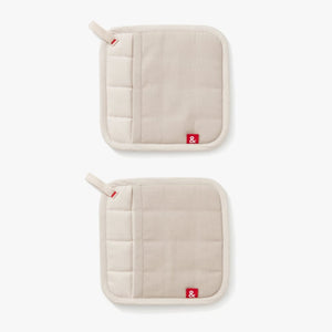 Oat White Cotton Pot Holders - Set of 2