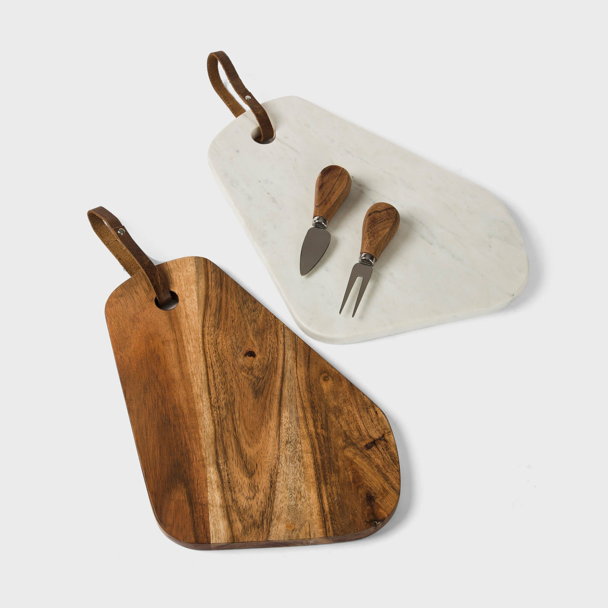 Marble and Acacia Wood Cutting Board - Set of 2