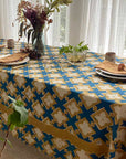 Boho Organic Cotton Tablecloth - Hopi Blue