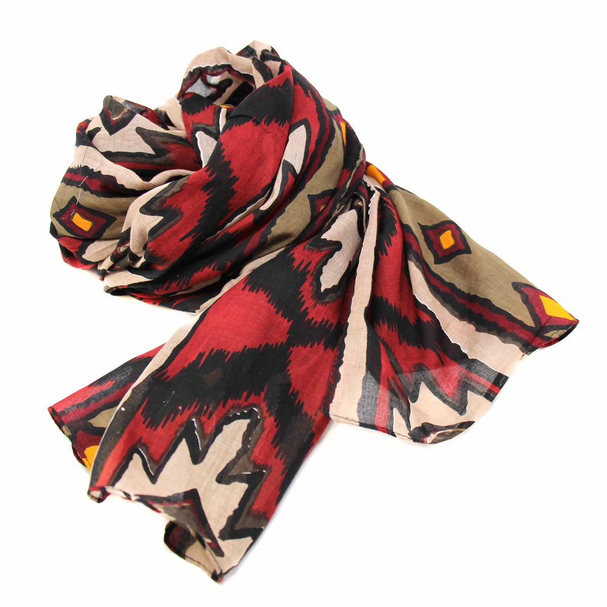 Ikat Diamond Hand-Printed Cotton Scarf