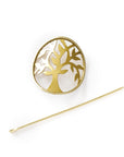 Aranyani Tree of Life Two-Tone Brass Hair Pin Slide with Stick