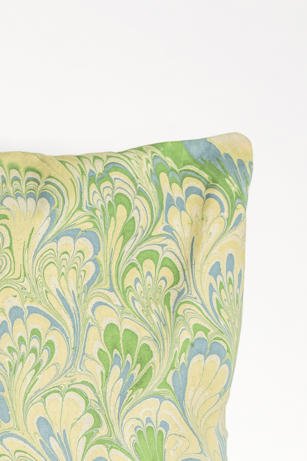 Seaglass Peacock Hand-Marbled Square Pillow - 20x20