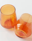 Handblown Hammered Amber Drinking Glass - Set of 4