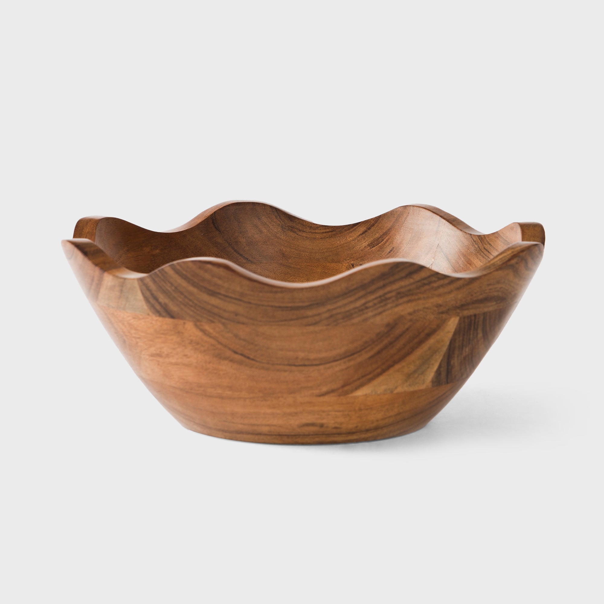 Acacia Wood Scallop Bowl