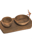 Rectangular Walnut Wood Cutting Board & Bowls Set