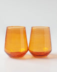 Handblown Hammered Amber Drinking Glass - Set of 4