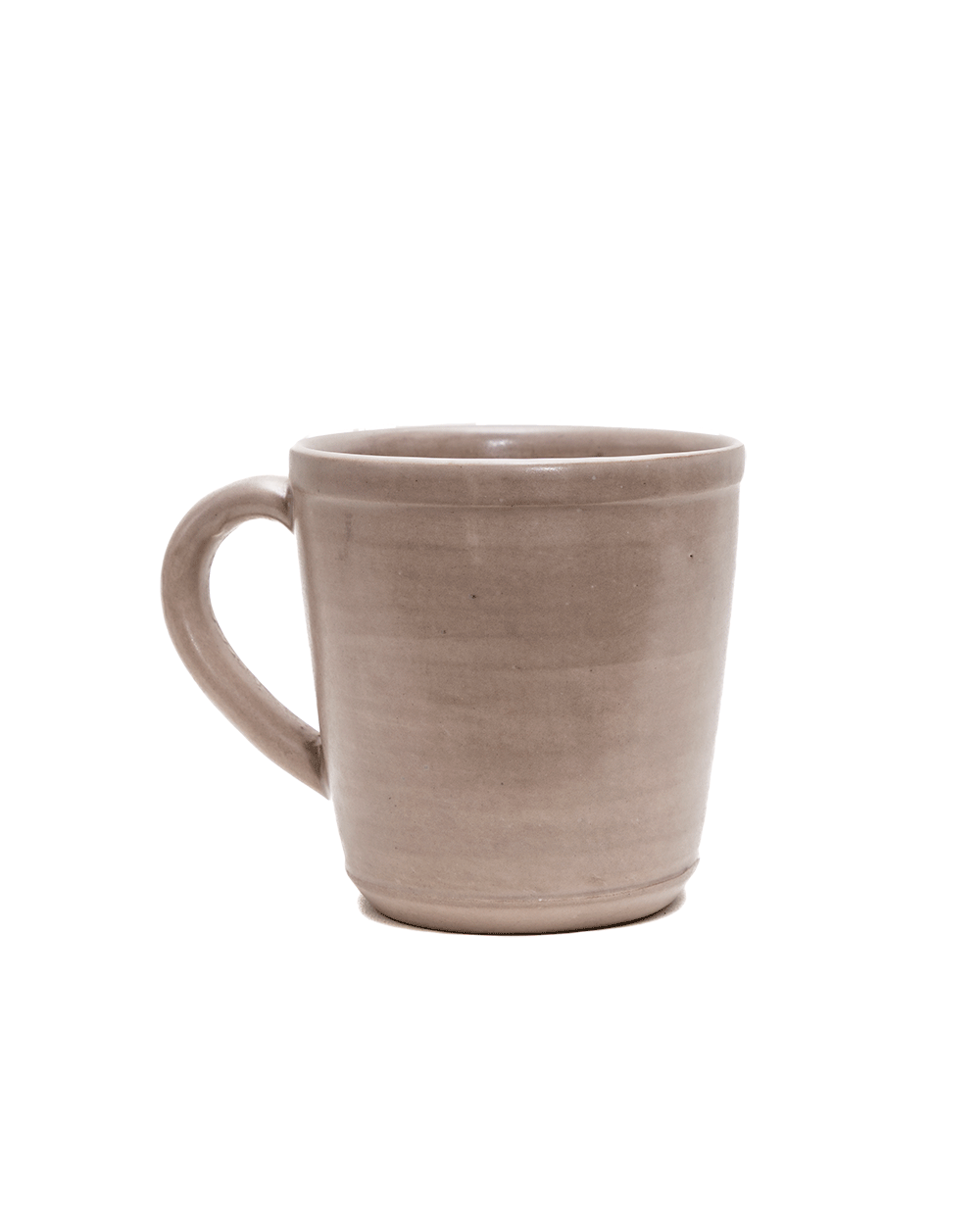 Beige ceramic mug on a white background
