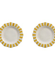 Yellow Stripe Ceramic Dinner Plates - Set of 2