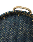 Round Rattan Tray - Navy Blue