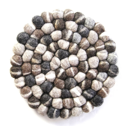 Gray Tie-Dye Felt Ball Trivet