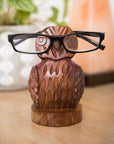 Owl Eyeglass Holder Wooden Stand