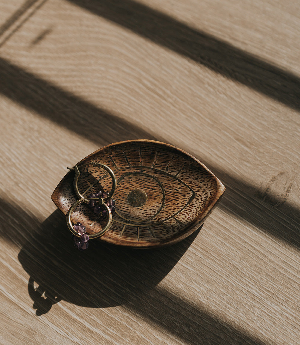 Drishti Evil Eye Wood Trinket Dish