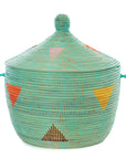 Aqua Teranga Triangles Lidded Storage Basket