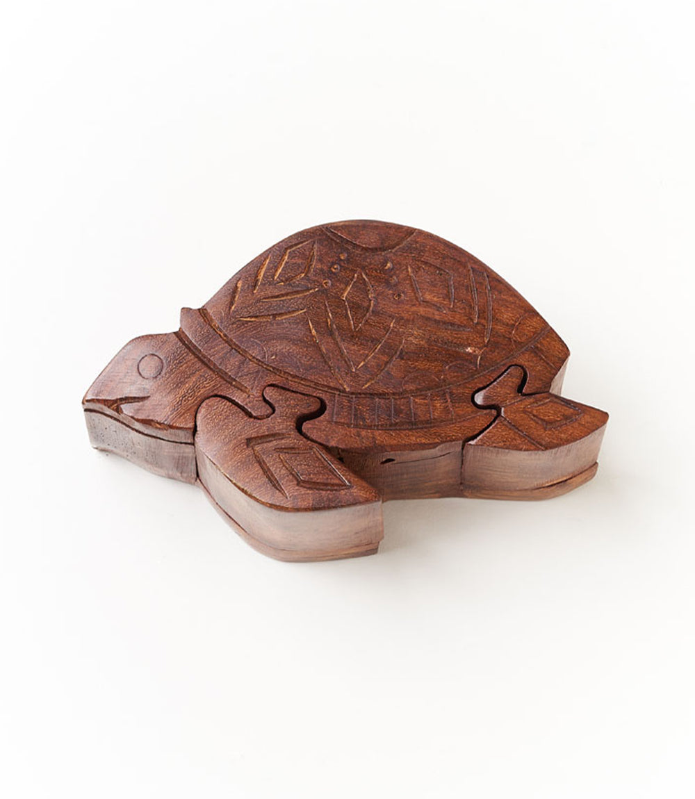 Sea Turtle Puzzle Box - Hand Carved Wood