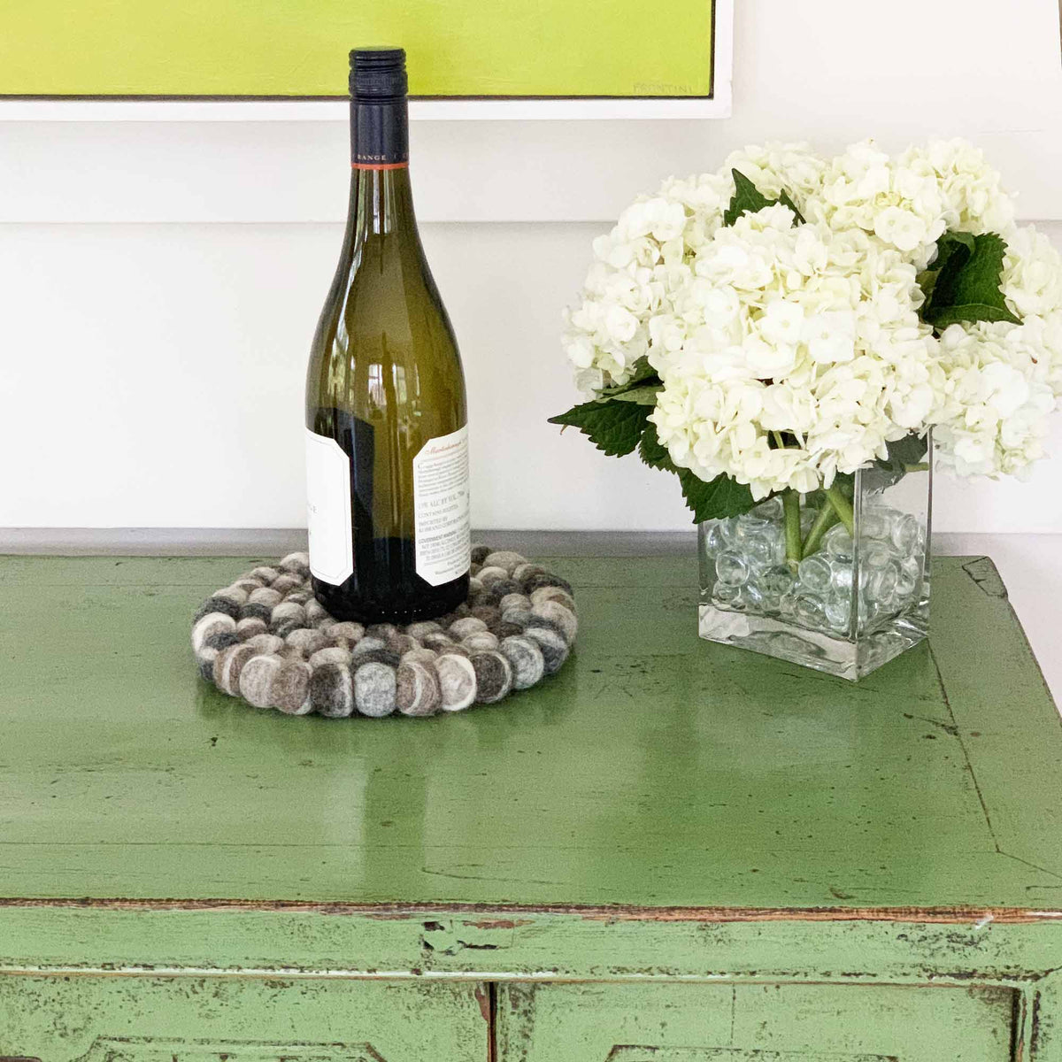 Gray Tie-Dye Felt Ball Trivet