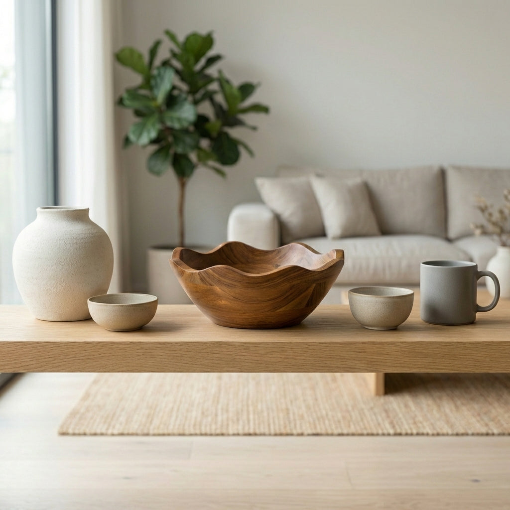 Acacia Wood Scallop Bowl