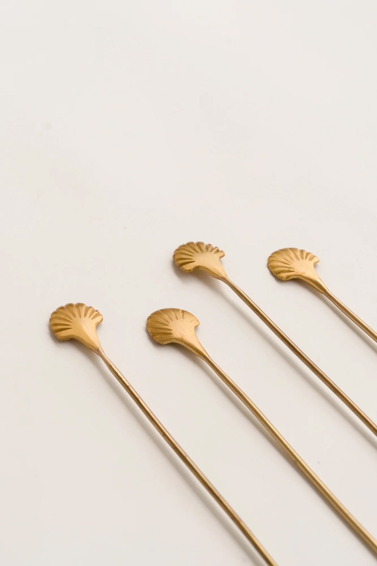 Large Brass Seashell Stirrers - Set of 4