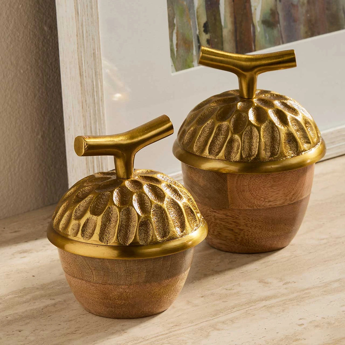 Wooden Acorn Boxes – Set of 2