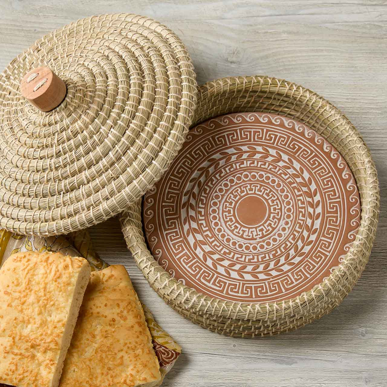 Ancient Wave Terracotta Bread Warmer with Lid