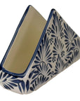 Blue Plumeado Mexican Pottery Napkin Holder