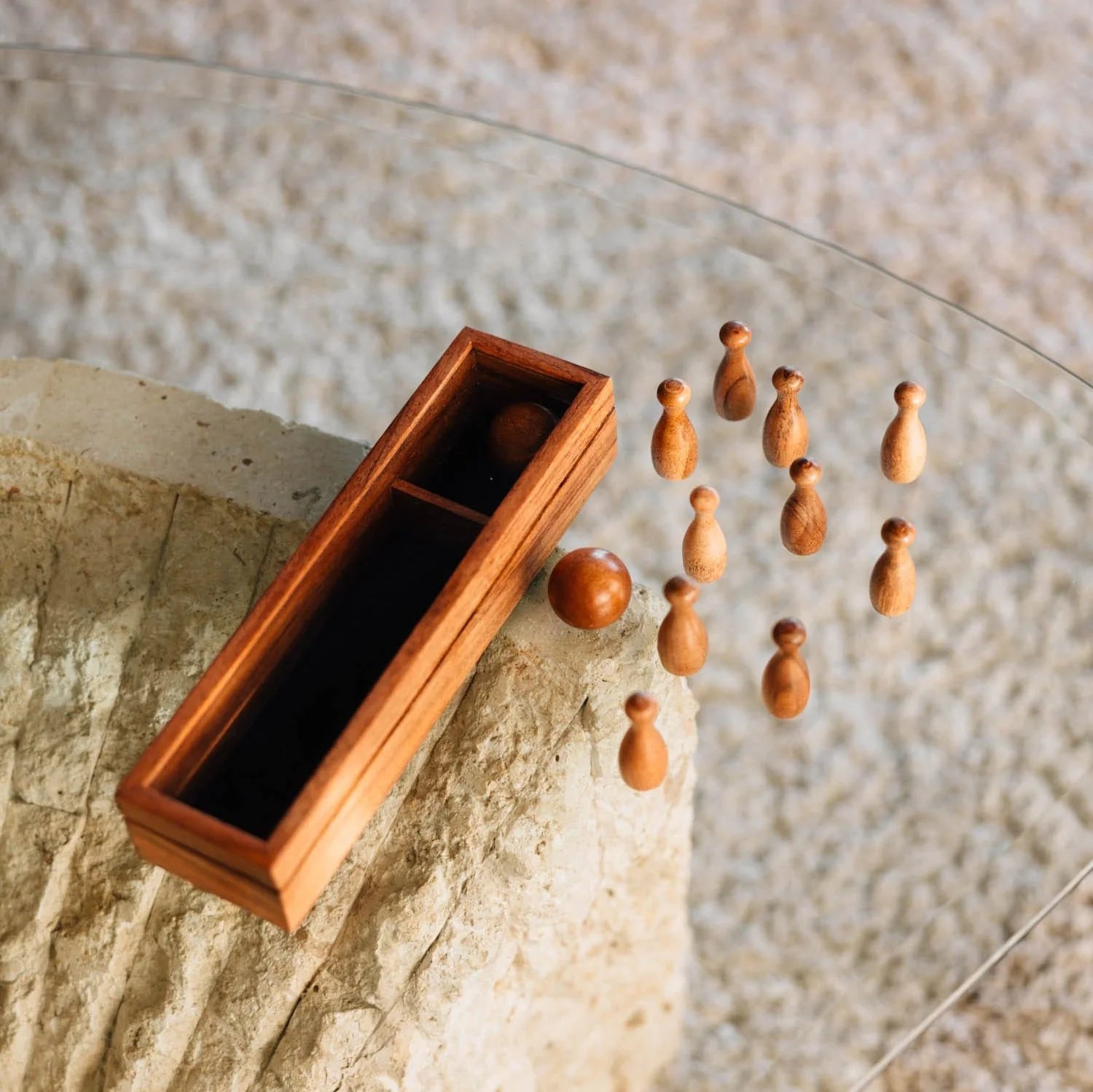 Tabletop Bowling Game Set - Handcrafted Wood