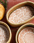 Bread Basket with Falling Leaves Design Terracotta Bread Warmer