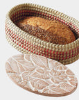 Bread Basket with Falling Leaves Design Terracotta Bread Warmer