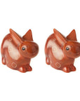 Set of Two Brown Soapstone Bunnies