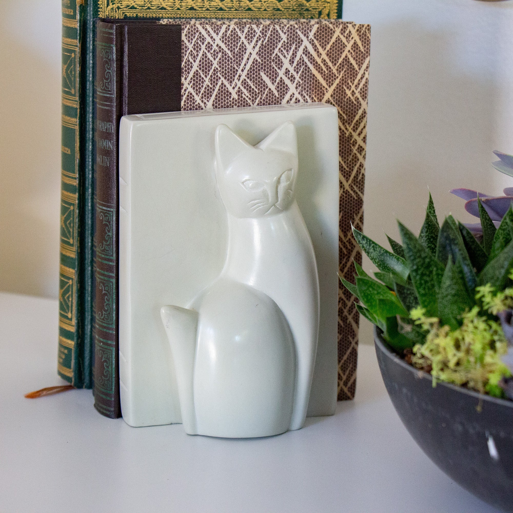 Soapstone Sitting Cat Bookends