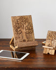 Handcarved Wooden Phone Stand with Dali Tree Design