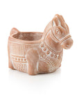 Ceramic donkey-shaped planter on a white background