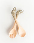 Hand-Carved Wood Elephant Salad Servers