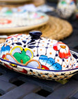 Handmade Pottery Butter Dish – Dots & Flowers