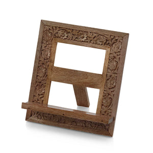 Wooden recipe stand with floral design