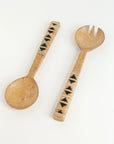 Woven Mango Wood Salad Servers – Geometric Design