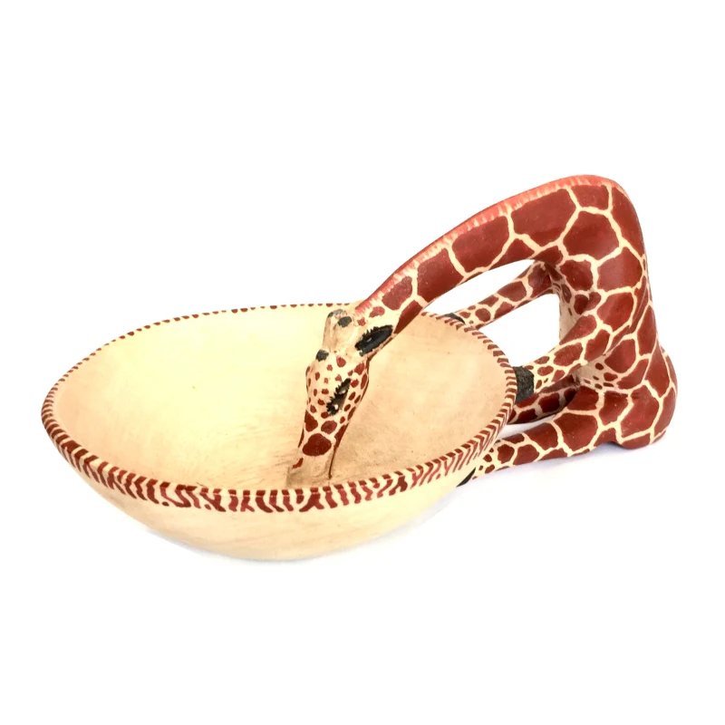 Decorative giraffe wooden trinket bowl
