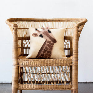 Animal Jungle Giraffe Wool Throw Pillow