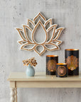 Handcarved Wooden Lotus Wall Art