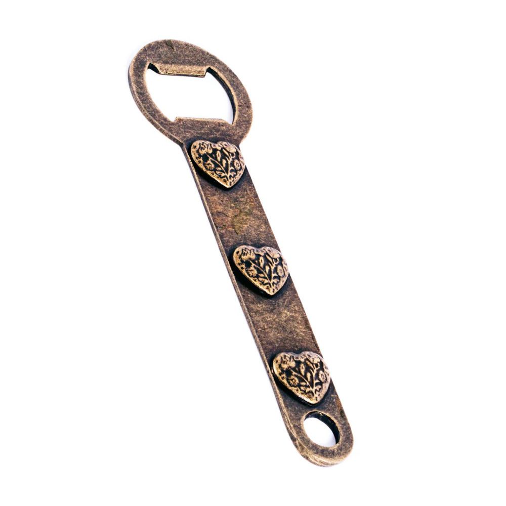 Brass Bottle Opener with Hearts