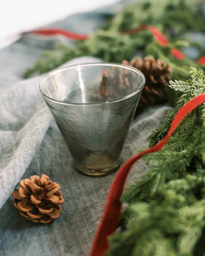 Handblown Hammered Funneled Glasses - Set of 2