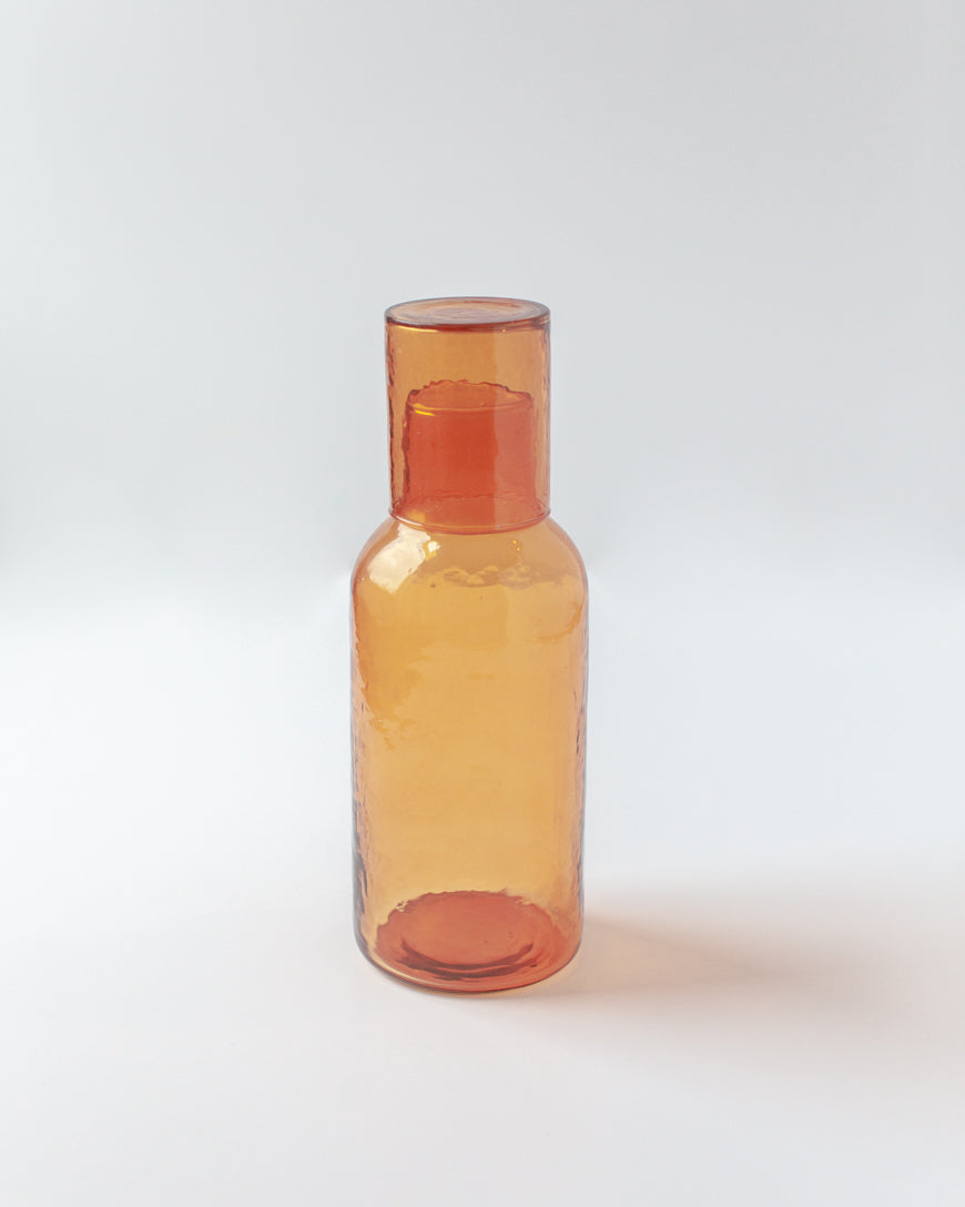 Hammered Glass Carafe &amp; Cup