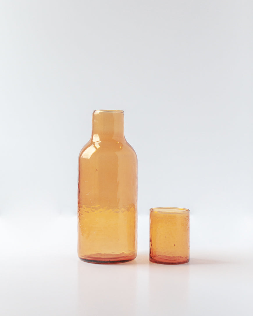 Hammered Glass Carafe &amp; Cup