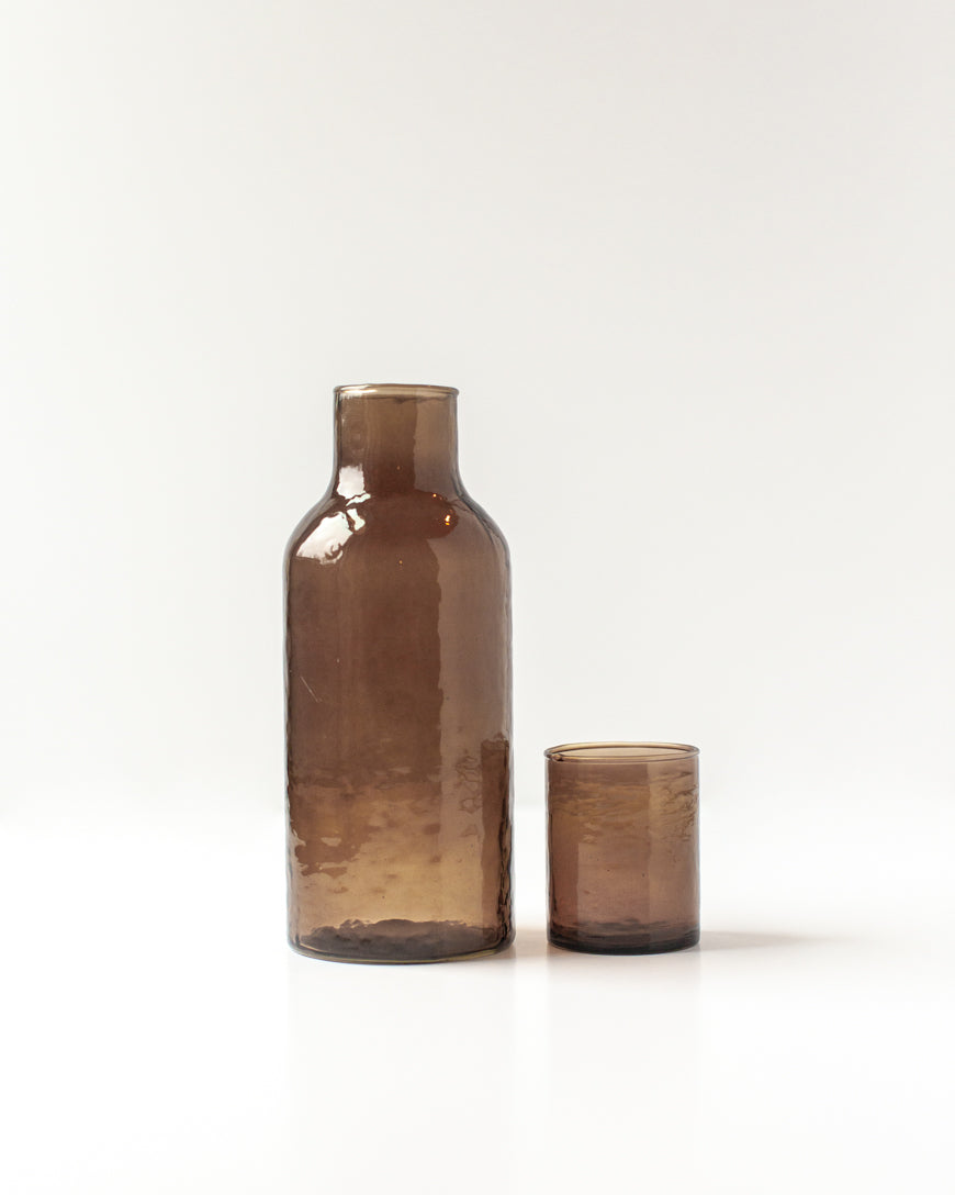 Hammered Glass Carafe &amp; Cup