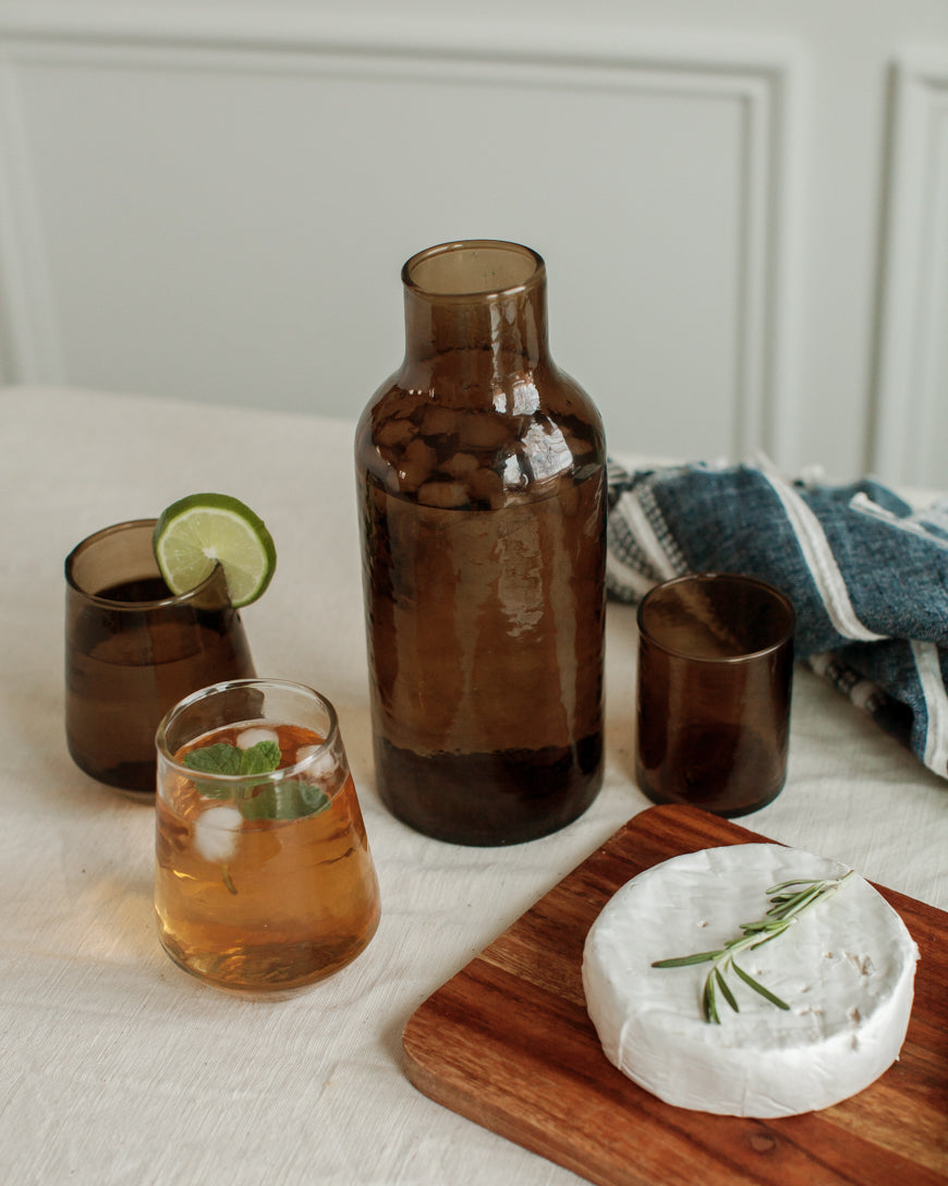 Hammered Glass Carafe &amp; Cup