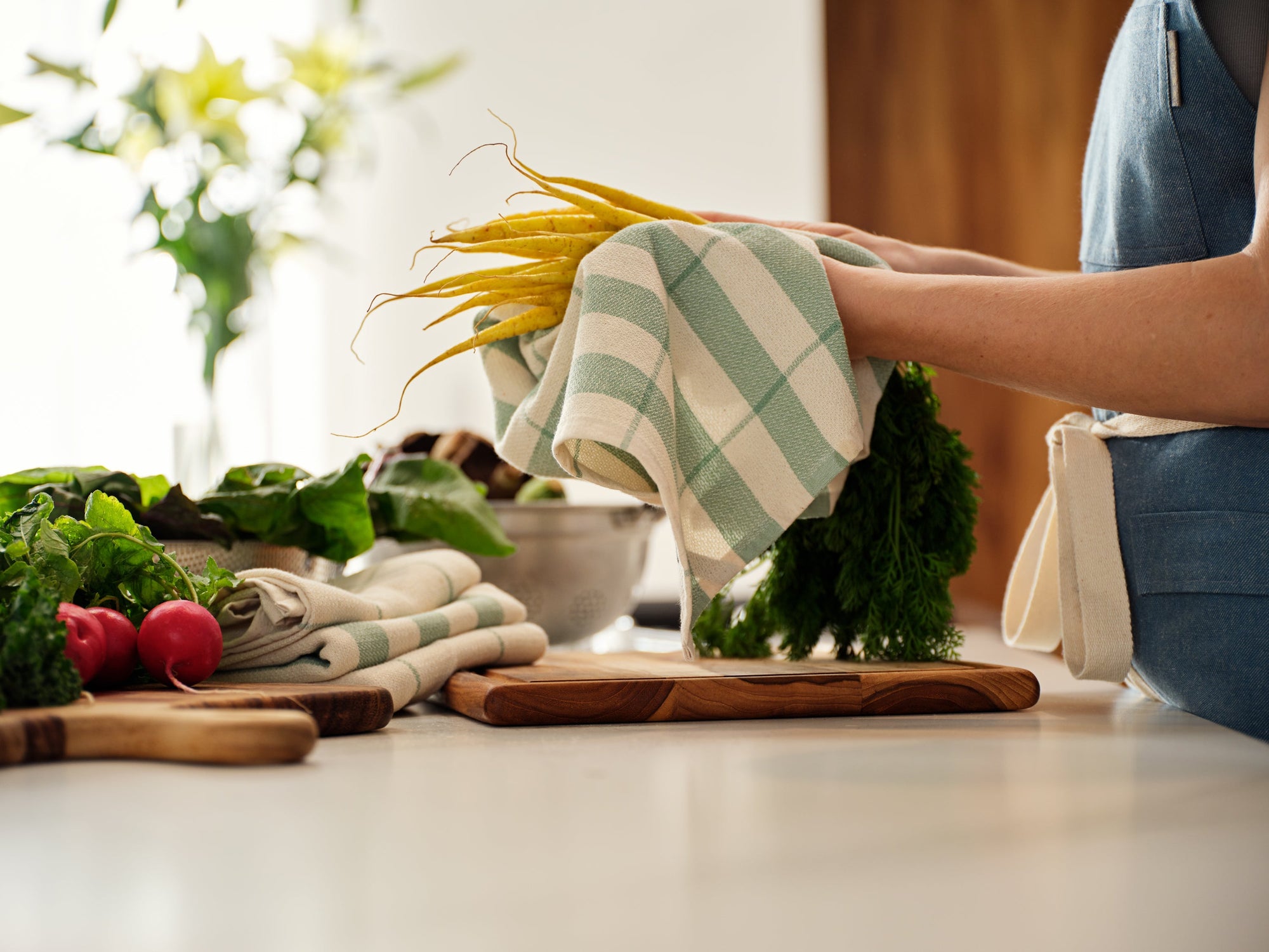 Cotton Flat And Waffle Kitchen Towels - Set of 4