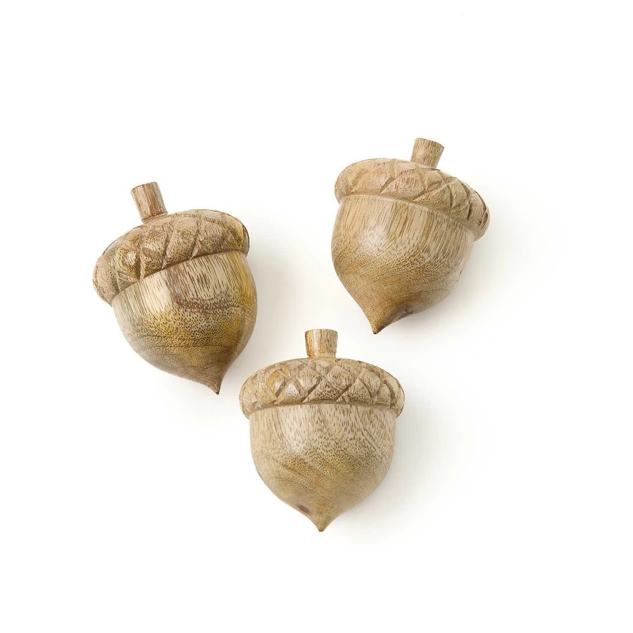 Carved Wooden Acorns – Set of 3